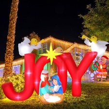 8 ft Christmas Inflatables Joy Nativity Decoration Xmas Blow up Religious Sce...