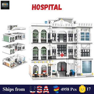 City Hospital Modular Building MOC 4958PCS 17 Minifigs Architecture Gift Set
