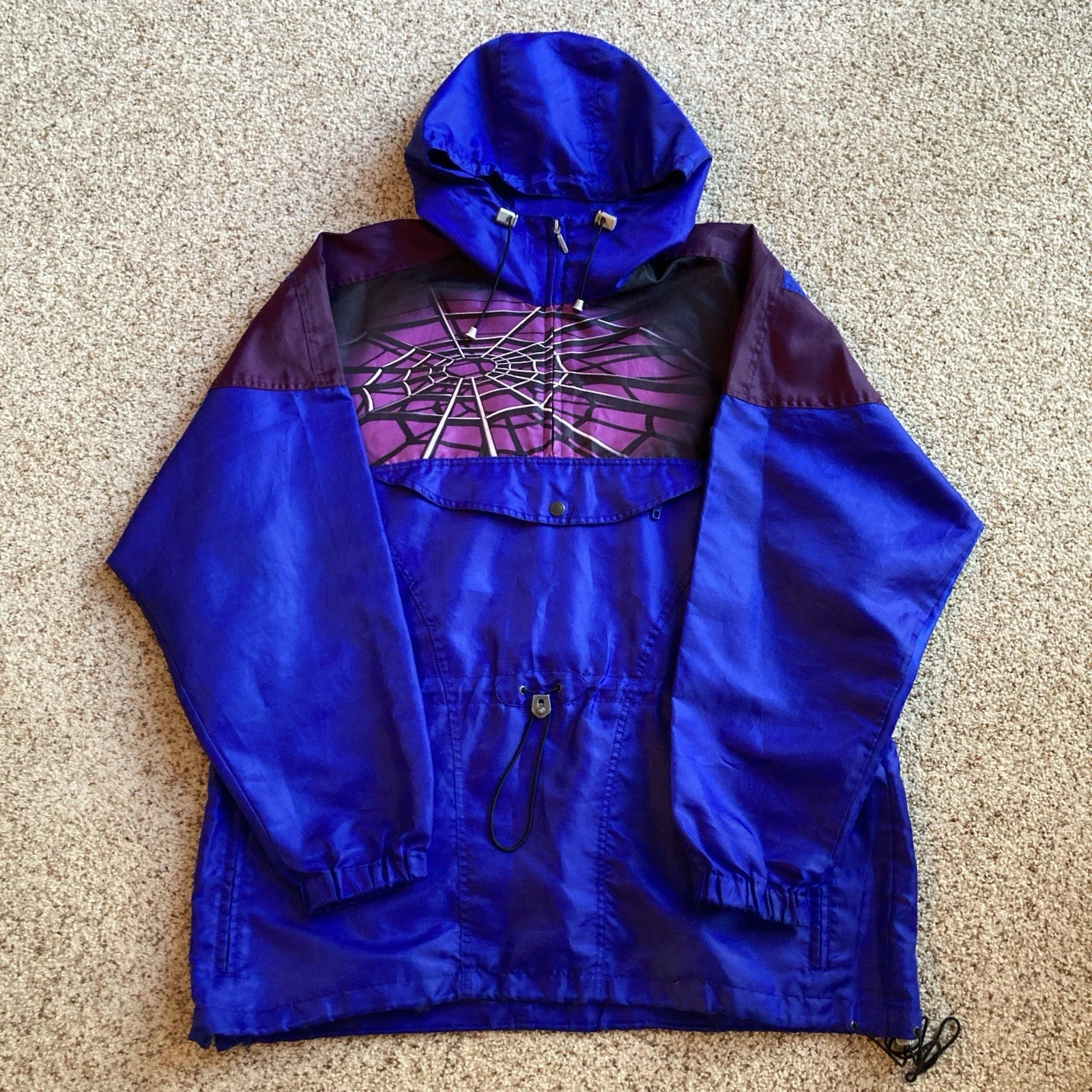 Pull vintage Spyder veste anorak bleu grande toile nylon tommy moe suprême années 90