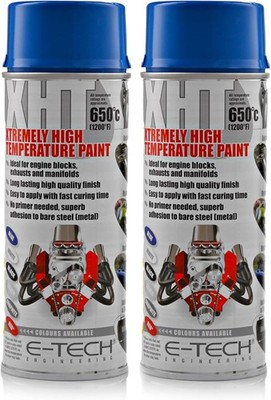 2 x E-TECH XHT Hochtemperatur Sprühlack blau 650°C hitzebeständig 400ml