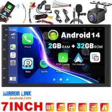 7" Double 2 Din Android 14 Car Stereo Radio GPS Touch Screen Bluetooth MIC AHD