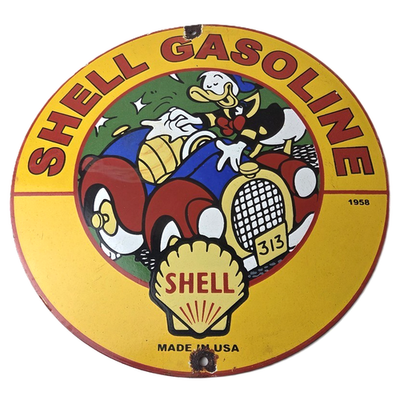 #ad Vintage Shell Gasoline Sign Old Automobile Gas Oil Pump Porcelain Sign $108.47
