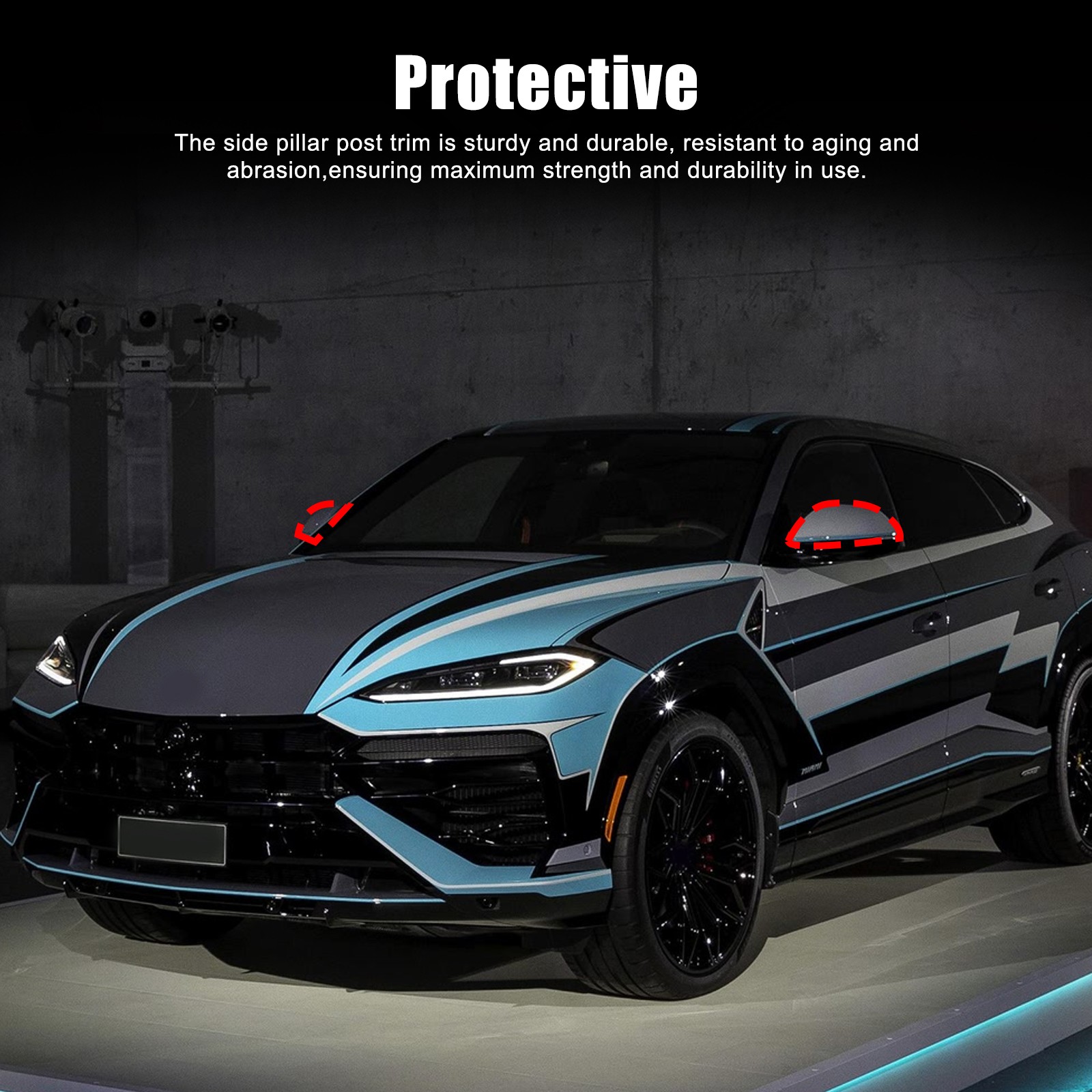 Real Carbon Fiber Side Mirror Cover Overlay For Lamborghini Urus 2018-2024 2PCS