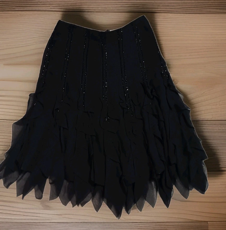 Falda midi de seda Carmen Marc talla 6 caprichosa hada oscura bruja grunge romántica Foto 3 de 4