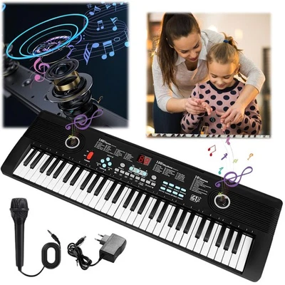 MARKENLOS 61 Keyboard Piano für Anfänger mit 61 Tasten Lautsprechern Digitales Keyboard