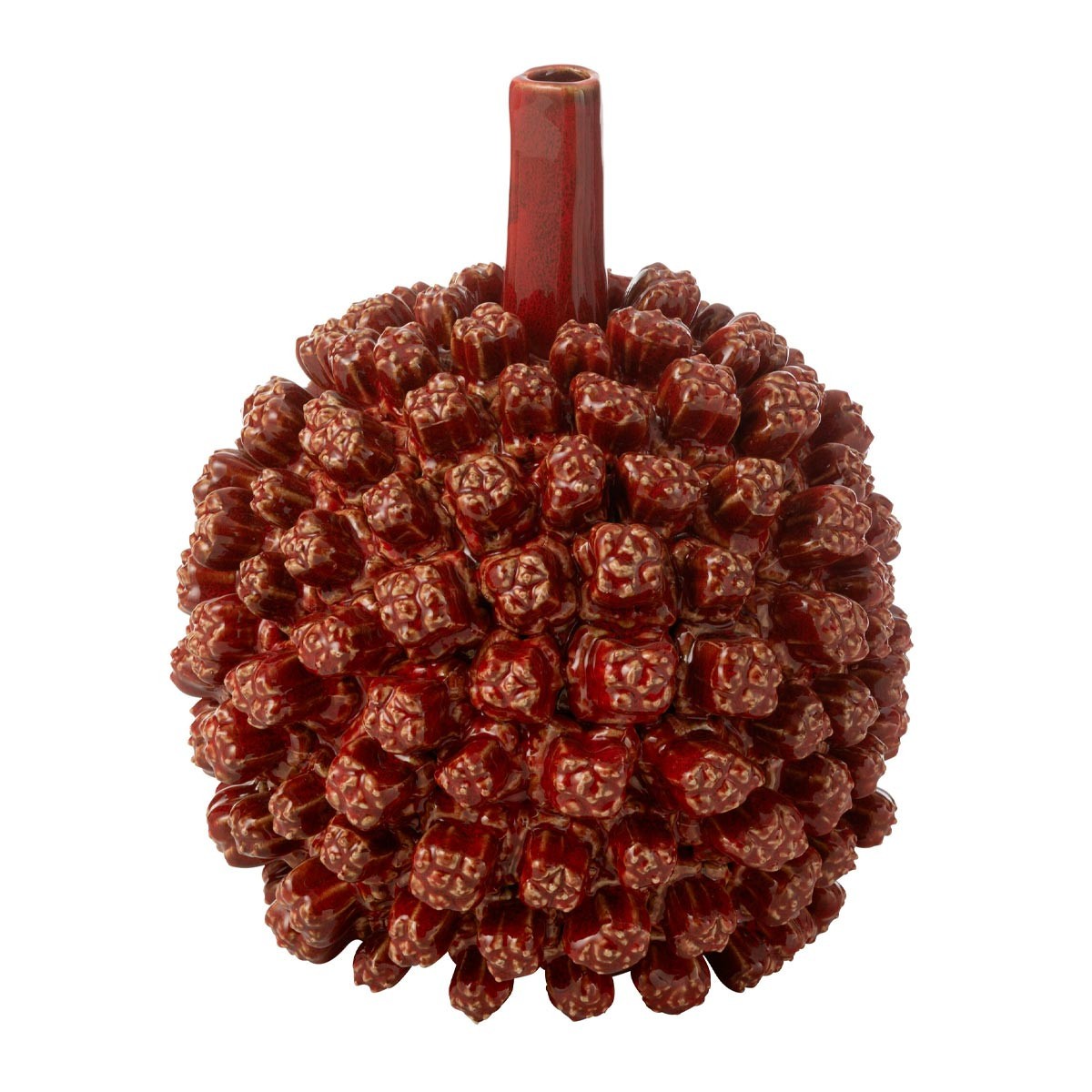 Vase déco en grès Saki 30cm rouge objet céramique pour fleurs séchées