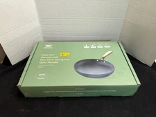 imarku Cast Iron 10" Nonstick Honeycomb Skillet with Gold Handle