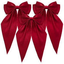 3 PCS Silky Satin Hair Bows, Oversized Long Tail Bows with Barrette Clips, Coque