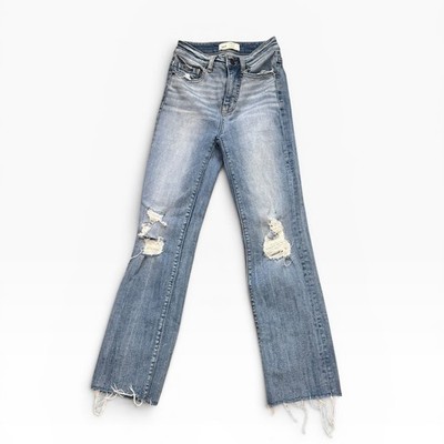 BKE Buckle Billie Slim Fit High Rise Cropped Straight Distressed Jeans 24x28