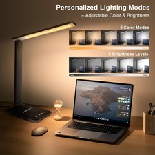 L mpara de escritorio LED para oficina y hogar, luz brillante con puerto de carg