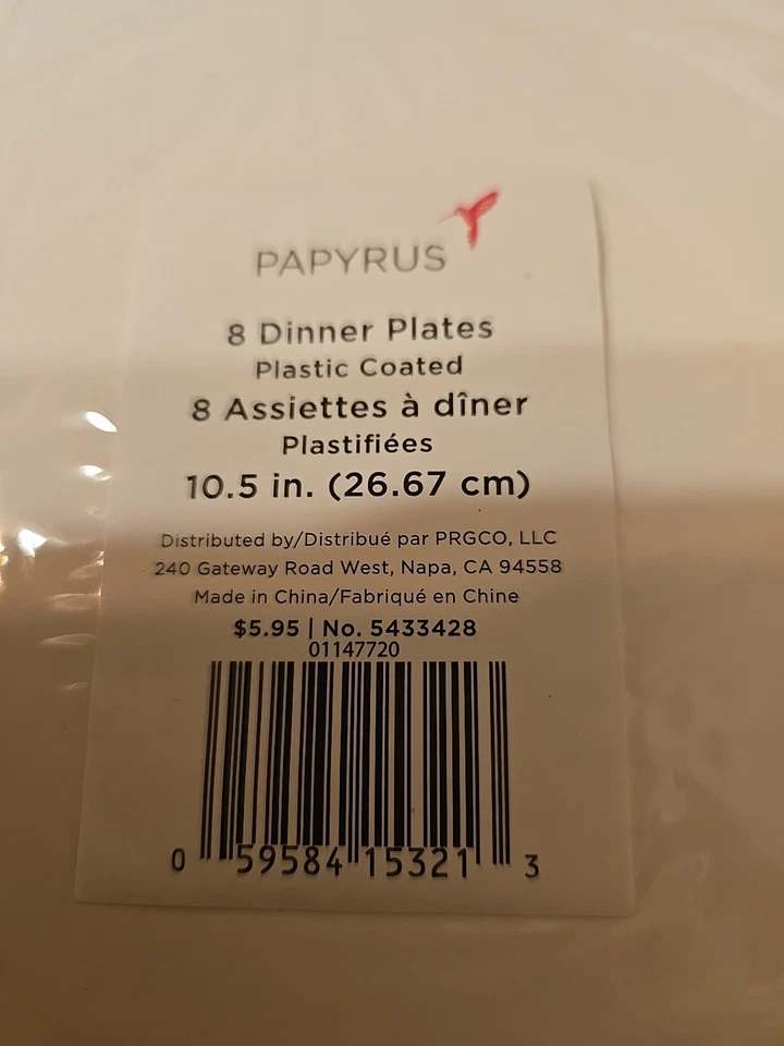 Platos de cena de papiro (8) mariposas y flores recubiertas de plástico Foto 3 de 3