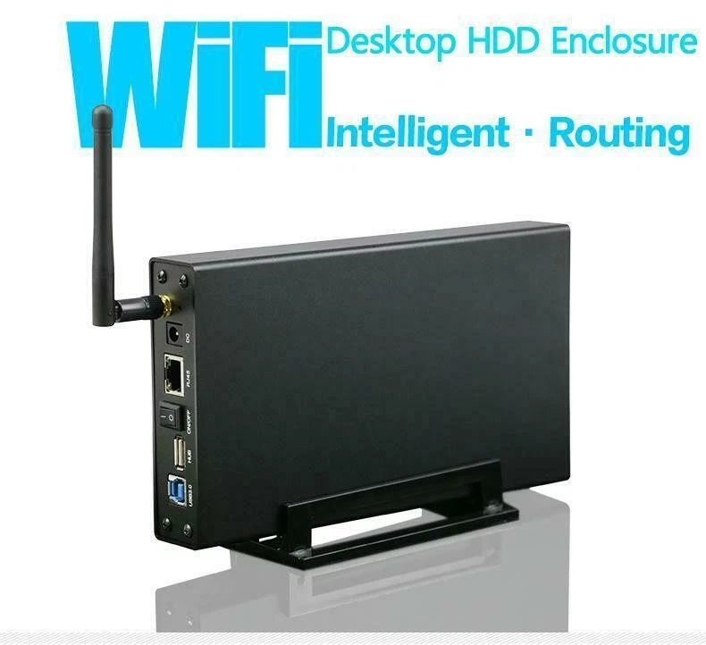 WiFi 3.5" SATA HDD Enclosure Desktop Hard Drive Case Repeater External Storage  - Image 2 of 4
