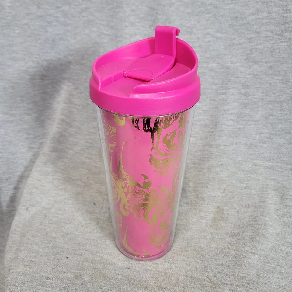 Botella de agua de plástico Lilly Pulitzer 20 oz rosa y dorado Foto 3 de 4