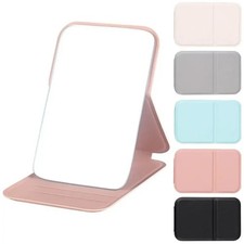 PORTABLE FOLDING MAKEUP MIRROR PU LEATHER COMPACT HANDHELD TRAVEL POCKET