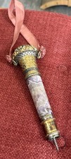 Beautiful Victorian Parasol Handle; Amethyst With Silk Ribbons And Roses