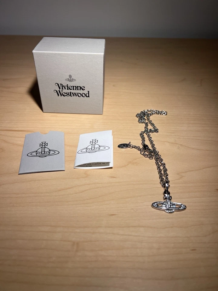 *NUEVO* Collar Colgante Vivienne Westwood Plata Mini Orbe Bajo Con Caja Foto 2 de 4