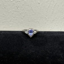 Vintage 925 STERLING SILVER PEAR SHAPED Purple Amethyst Ring 3 Stones Sz 7 TGGC