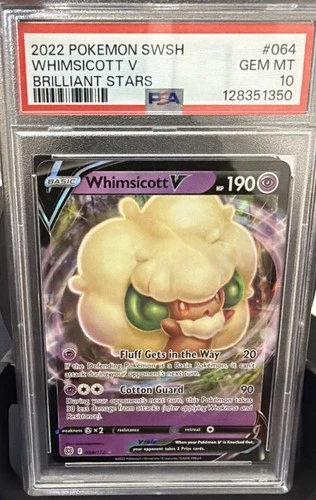LOW POP PSA 10 ULTRA RARE Whimsicott V HOLO! Pokémon Brilliant Stars #64 POP=28