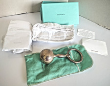 VTG Tiffany Co 925 Sterling Silver Baby Rattle w Box Paper Monogrammed SKL