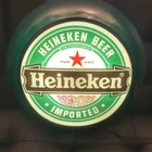 Heineken Vintage Beer Bar Sign, Working Light 17in Round