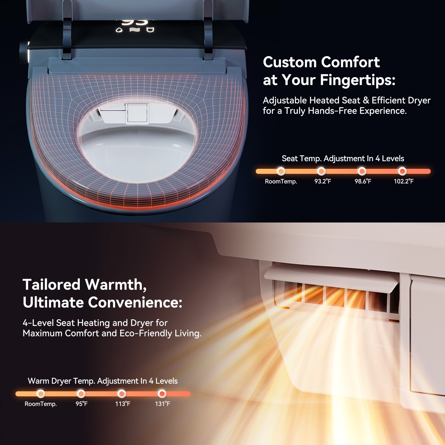 HOROW Smart Toilet Bidet Built-in Water Tank Auto Flush Warm water Dry UV