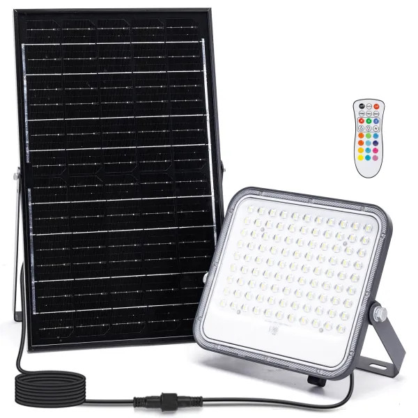 Faro Solare Aigostar 150W IP66 RGB 12000mAh con Telecomando Smart