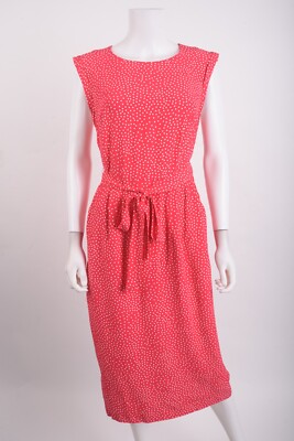 Boden Womens Camille Midi Dress UK 12 US 8 Pink Polka-Dot Sleeveless W0123 NWT