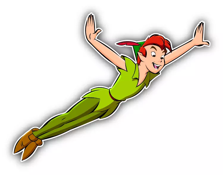 Peter Pan Tinkerbell Flying Cartoon Car Bumper Sticker Decal 5'' x 4