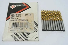 7 pcs CLEVELAND #14 Cobalt 135[DEG] Parabolic TiN Screw Machine Length Drills