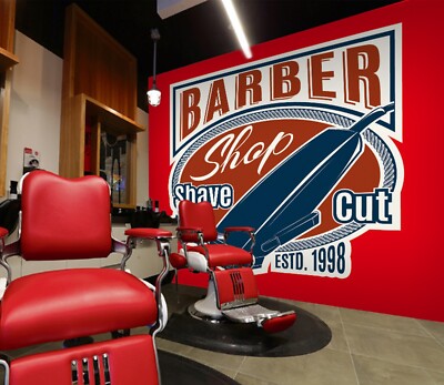 3D Trend Barber Shop A4256 Business Wallpaper Wall Murals Self-adhesive Commerce