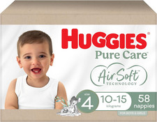 Pure Care Nappies Size 4 (10-15Kg) 58 Count (Packaging May Vary)