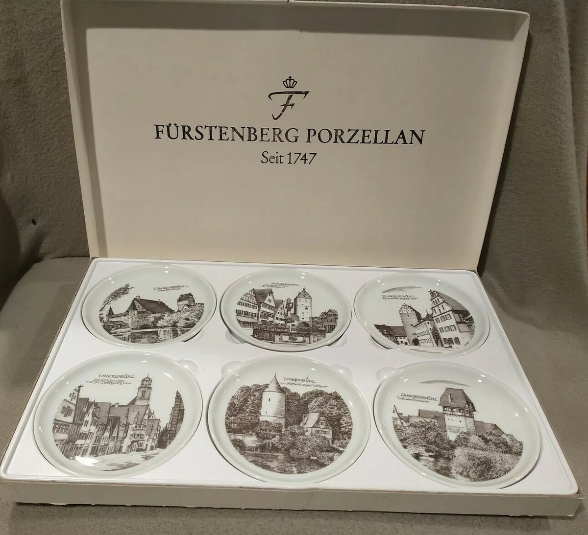 Furstenberg Porzellan Seit 1747 Set of 6 German Brown Transferware