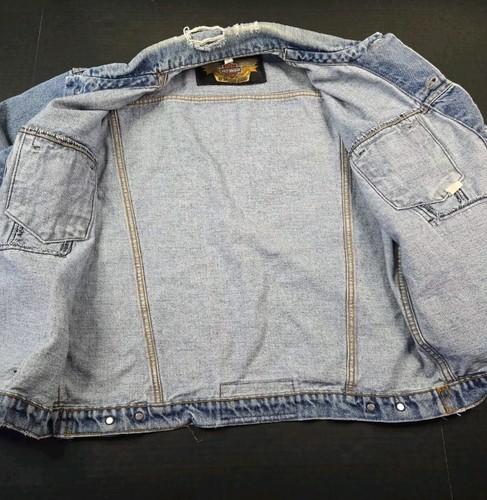 Chaqueta de Motociclista Harley Davidson Denim Vintage, Águila/Hecha en EE. UU., Talla L (25x26") - Imagen 14 de 23