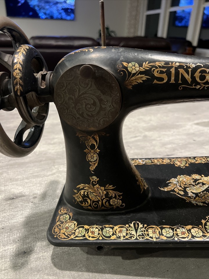 Unrestored 1903 Singer 15 with rare Pheasant decal sewing machine eBay