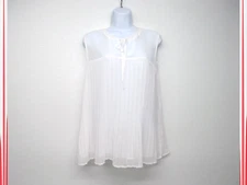 PLEIONE Tunic White Sleeveless Blouse Pleated Women's Size L
