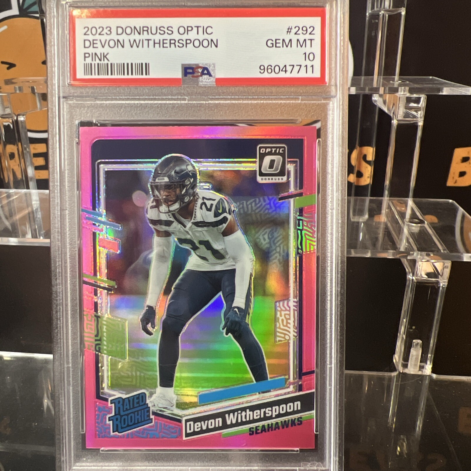 2023 Panini Donruss Optic - Rated Rookie Pink Prizm #292 Devon Witherspoon (RC)