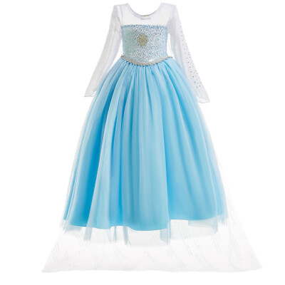 ELSA & ANNA  Mädchen Kostüm Schneekönigin Prinzessin Kleid Halloweenkostüm E205