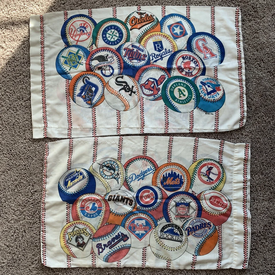 Juego de cama de béisbol de colección MLB EE. UU. sábanas edredón fundas de almohada cortinas 1993 1994 Foto 2 de 4