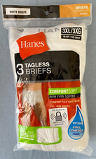 Hanes Men's White Briefs Tagless 3 Pack XL NEW