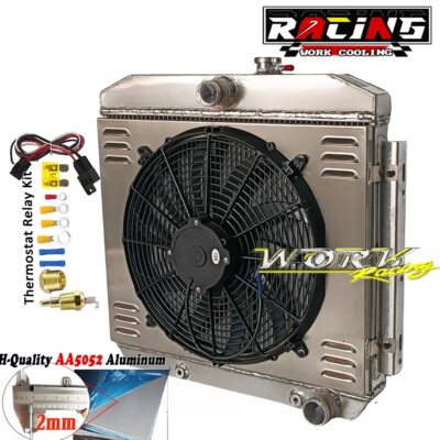Radiator+Shround Fan+Relay For 55-57 1956 Chevy Del Ray Bel Air Nomad 150 210 V8