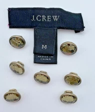 J. Crew Replacement Round Shank Buttons Silver Metal Gray Rhinestone Set Of 7