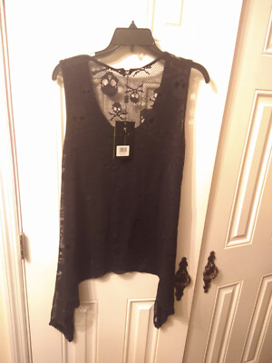 NWT Skull Lace Banned Alternative Apparel Flowy Tank Top Handkerchief Hem Mesh