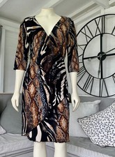 Joseph Ribkoff Animal Print Faux Wrap Bodycon Dress 10