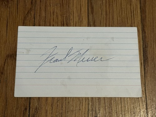 Frank Messer Signed Index Card 3x5 Broadcaster JSA LOA New York Yankees