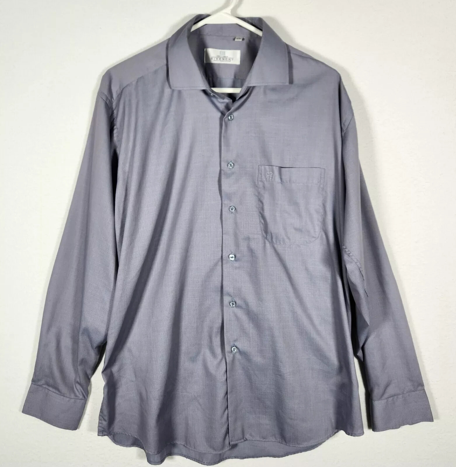 GIVENCHY Gentleman Men's Gray Button Up Long Sleeve Shirt 17 33-34 Size L