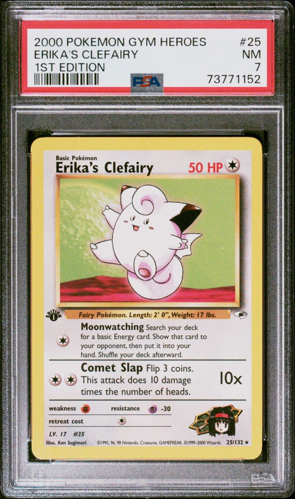 Pokémon TCG Erika's Clefairy Gym Heroes 25/132 Regular 1st Edition Rare PSA 7 NM