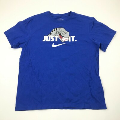 Nike Shirt Size Large L Blue Tee Adult Baseball Dinosaur Adult