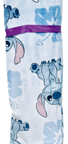 Lilo Stitch Light Blue Hibiscus Flower Plush Disney Throw Blanket (60 x 70) NWT - Picture 2 of 6