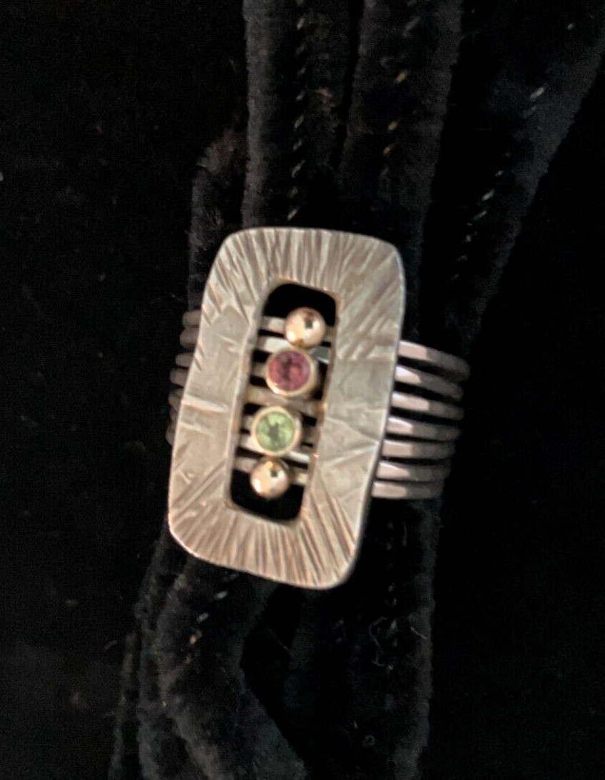 Artisan Signed Sterling Stack Rings Removeable Fr… - image 1