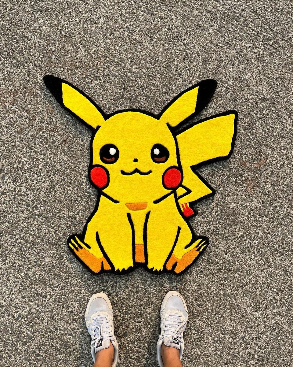 Pikachu Rug Hand-Tufted 100% Wool Handmade Area Rug Carpet